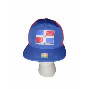 NWT Ace Cap Dominica Republic Strapback Hat Blue Flag Baseball Cap Mens OSFA New
